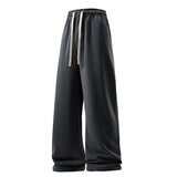 Wide Leg Pants, Fashion Casual Breathable Men’s Sweatpants, Autumn Versatile Elastic High Waist Drawstring Loose Straight Trousers