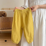 Solid Color Simple Children's Pants Summer Clothing Thin Loose Kids Anti-mosquito Pants Baby Girls Bloomers Casual Trousers
