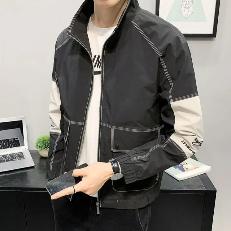 Men’s Trendy Coat, Spring Autumn Aesthetic High-Quality Vintage Jacket, Casual Fashion Outerwear, Stylish Comfortable Clothing