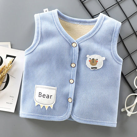 Kids Clothes Waistcoat Children's Vest  Boy Girl Thicken Velvet lining Keep Warm Jackets Vest Children's Clothing  Autumn Winter