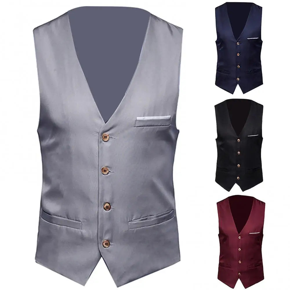 Men’s Slim Fit Suit Vest – Formal Waistcoat, Casual Business Sleeveless Gilet