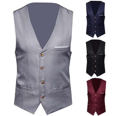 Men’s Slim Fit Suit Vest – Formal Waistcoat, Casual Business Sleeveless Gilet