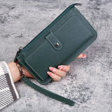 Women’s Fashion Wallet, Simple Zipper Purse, Long Section Clutch, Soft PU Leather Money Bag in Black, White, Gray, Red