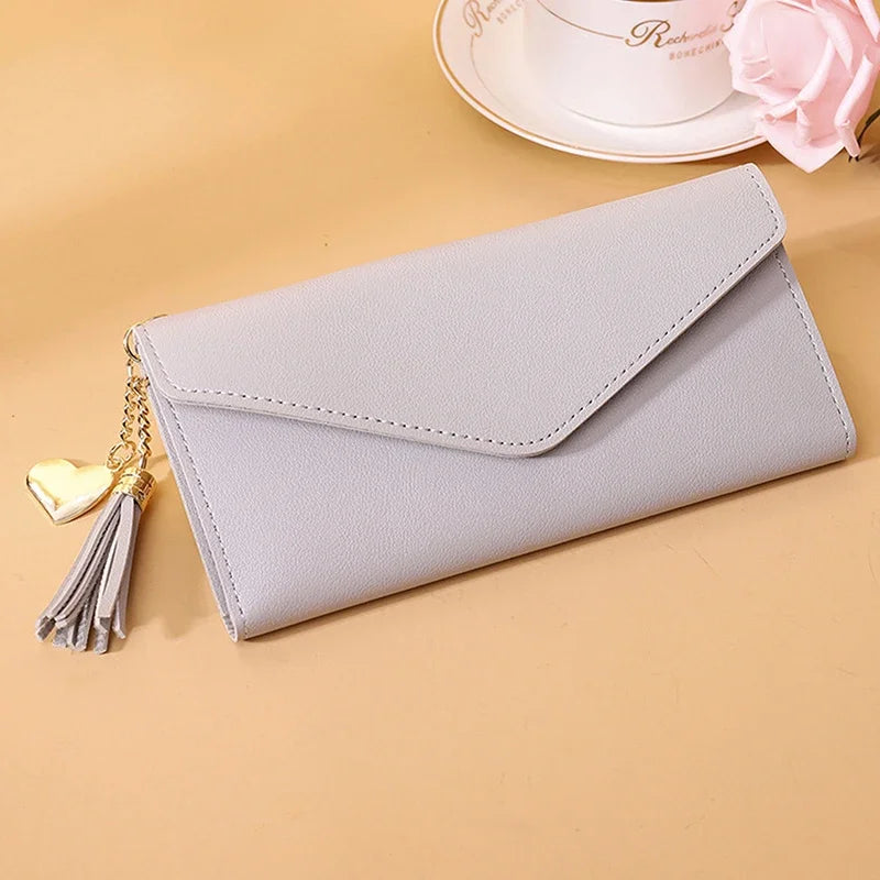 Fashion Women Wallets Simple Zipper Purses Black White Gray Red Long Section