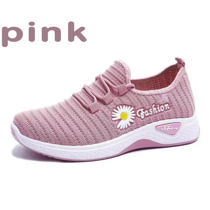 Women’s Fashion Sports Shoes, Thick Breathable Soft-Soled Mesh Sneakers, Lightweight Casual Footwear, Trendy Comfortable Coconut Shoes