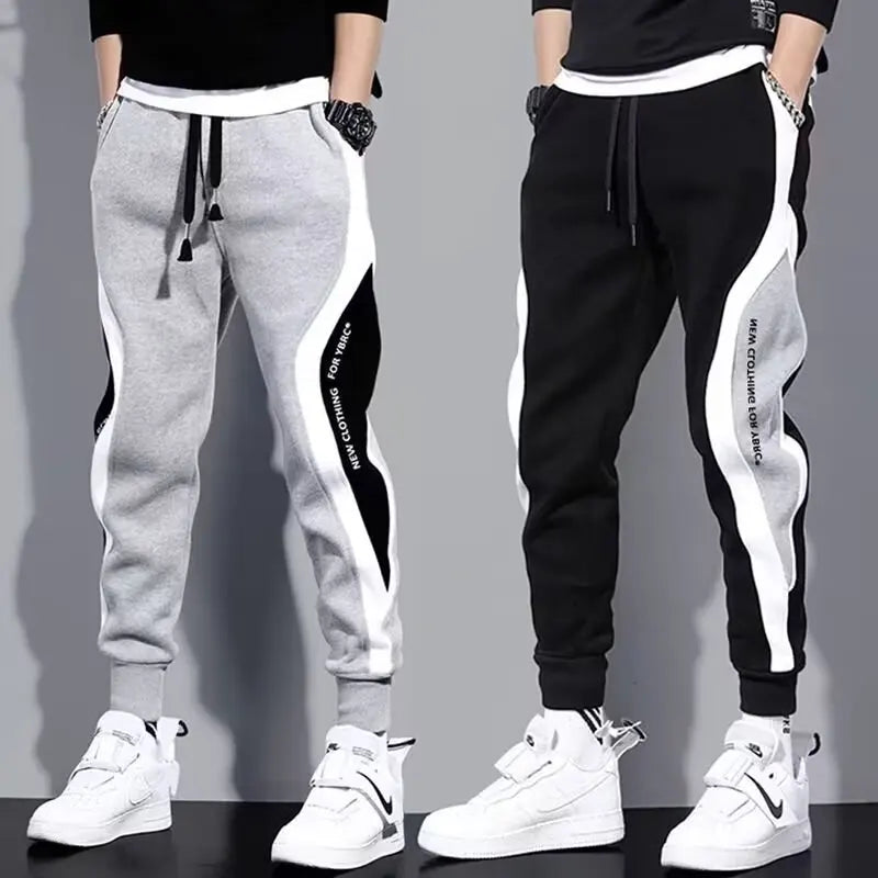 Men’s Black Pants, Hip Hop Drawstring Joggers, Fashion Comfortable Trousers, Casual Sweatpants with Loose Elastic Waist Sportswear