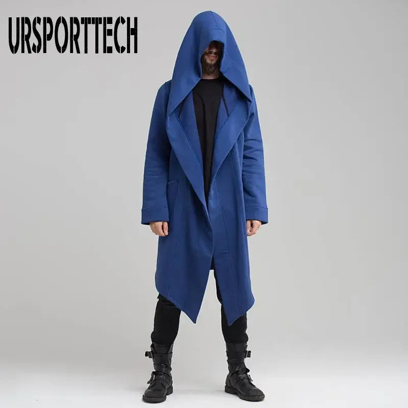 Men’s Winter Hooded Jacket, Casual Long Windbreaker, Oversized Trench Coat for Cold Weather