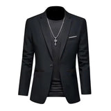 Men’s Trendy Leisure Boutique Suit Jacket, Autumn Casual Business Blazer, Slim Fit Non-Iron Single Button Formal Shirt