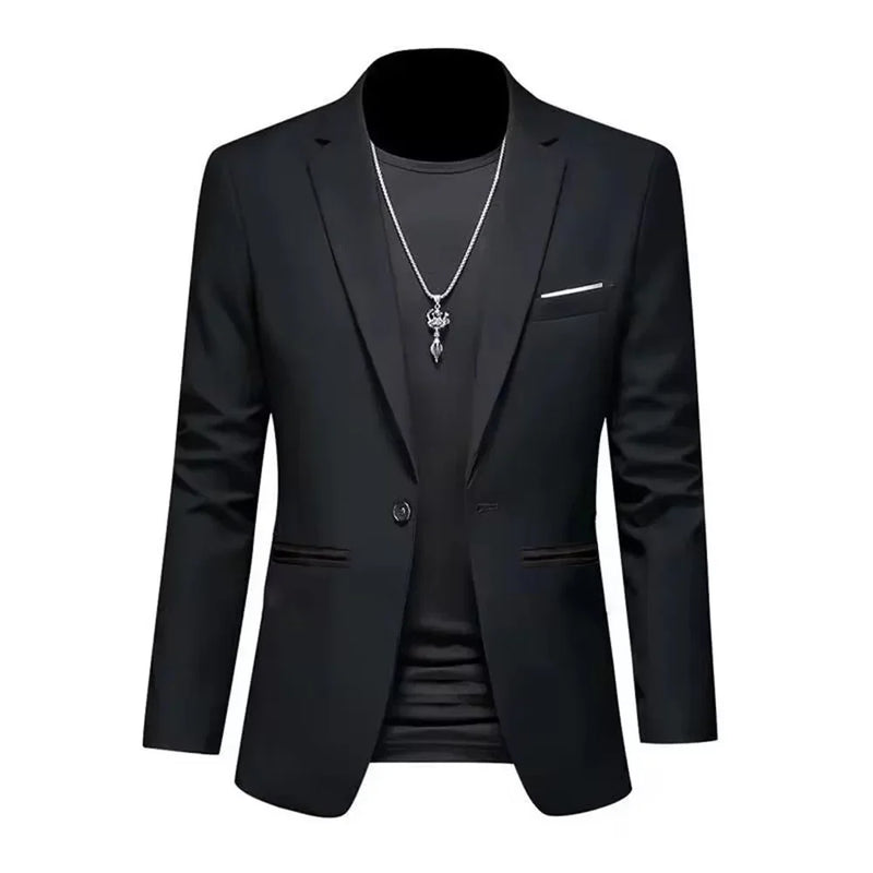 Men’s Trendy Leisure Boutique Suit Jacket, Autumn Casual Business Blazer, Slim Fit Non-Iron Single Button Formal Shirt