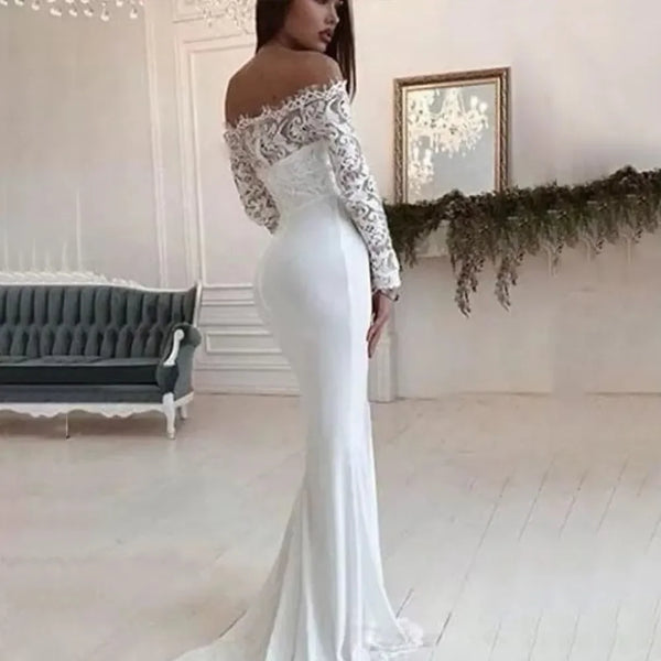 Fashion Female French Wedding Dress, Sexy Elegant Lace Evening Dresses, Long Vestidos, Summer Dress, Sexy Dress for Women