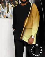 Men’s Fashion Tracksuit Set, Casual Oversized Streetwear Outfit, Long Sleeve T-Shirt and Trousers, Comfortable 2-Piece Clothing