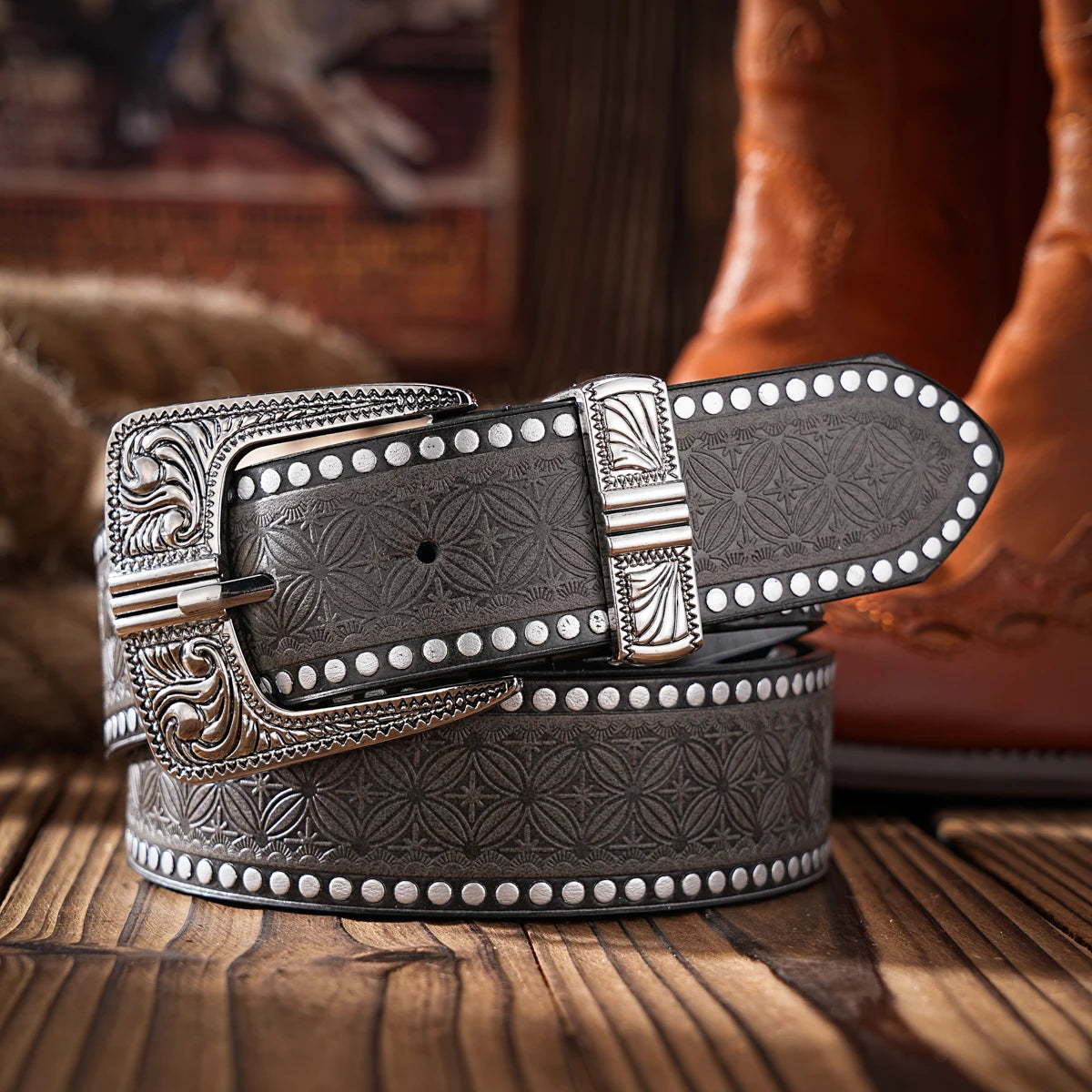 Casual Retro Belts, Western-Style Clothing Accessories, Metal Buckles