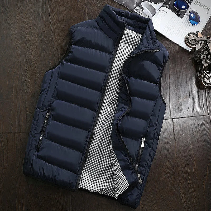 Men’s Windproof Vest, Sleeveless Jacket, Casual Winter Coat, Down Cotton Warm Thickened Waistcoat, Comfortable Gilet