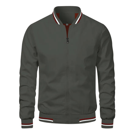 Men’s Autumn Jacket, Casual Solid Baseball Style, Trendy Bomber Outerwear for Men