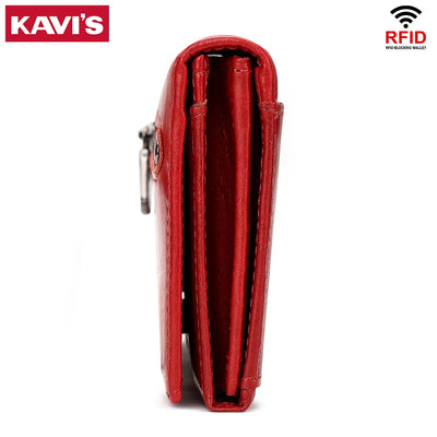 Fashion Wallet for Women Top Layer Leather Ladies Long Cell Phone Handbag