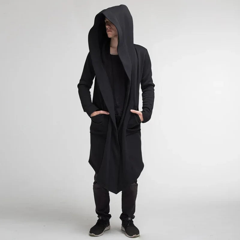 Men’s Winter Hooded Jacket, Casual Long Windbreaker, Oversized Trench Coat for Cold Weather