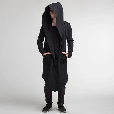 Men’s Winter Hooded Jacket, Casual Long Windbreaker, Oversized Trench Coat for Cold Weather