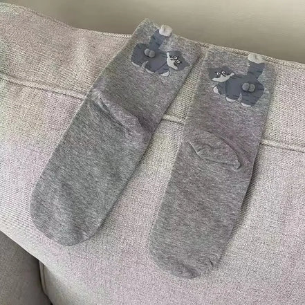 3D Cute Cat Socks Black/White Funny Cat Cotton Socks Breathable Soft Girl Women Novelty Stocking Kawaii Gift Sock Set