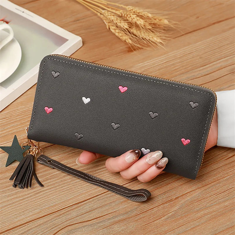 Women Long Wallets Purses Luxury Love Heart Wallets for Ladies Girl