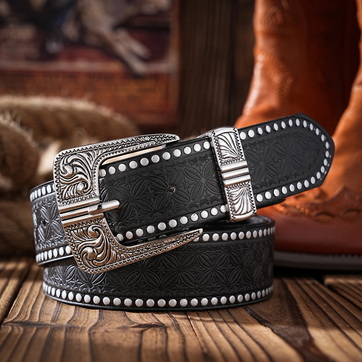 Casual Retro Belts, Western-Style Clothing Accessories, Metal Buckles