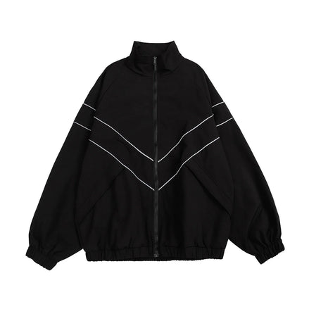 Men’s Oversized Streetwear Jacket, Autumn Windbreaker, Loose Zippered Coat, Trendy Casual Fashion