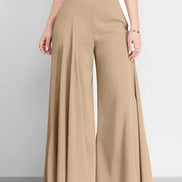 Women’s High Waist Wide Leg Pants – Elegant Casual Office Wear, Solid Loose Long Trousers