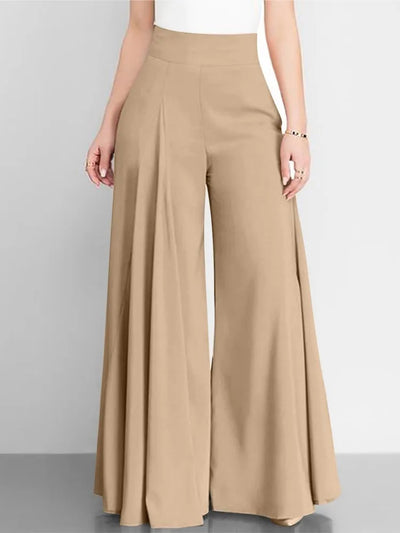 Women’s High Waist Wide Leg Pants – Elegant Casual Office Wear, Solid Loose Long Trousers