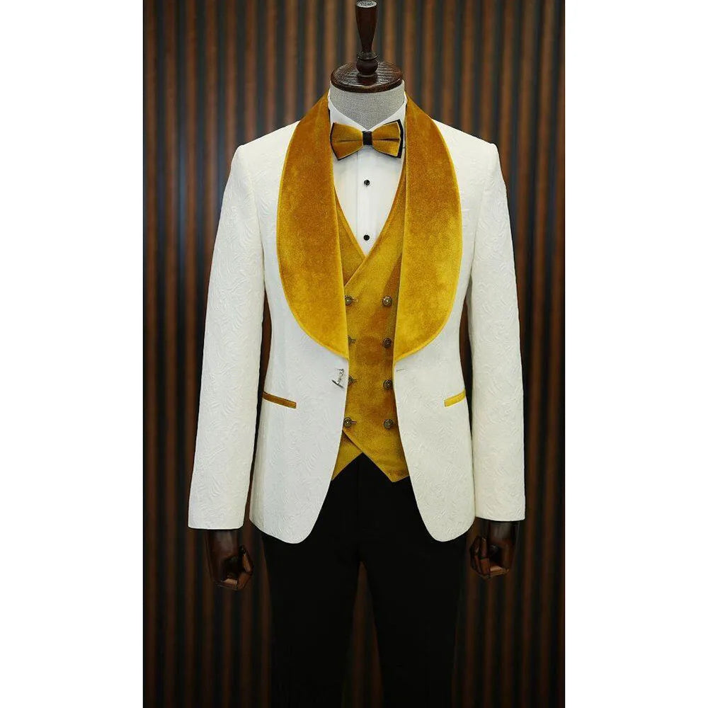Fashion Men Suits Jacket Pant High Quality Fashion Collar Business Formal Occasion