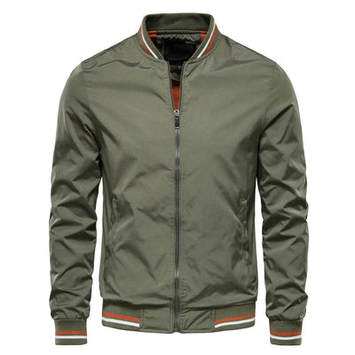 Men’s Autumn Jacket, Casual Solid Baseball Style, Trendy Bomber Outerwear for Men