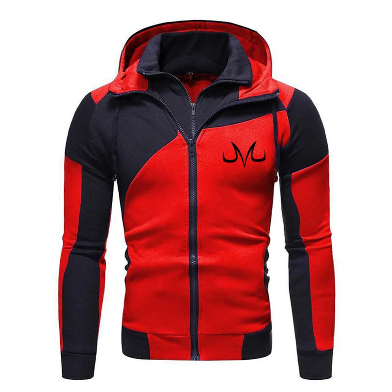 Men’s Jacket Coat, Casual Manga Hooded Sweatshirt, Fashion Zip-Up Hoodie with Fleece, Autumn Winter Outdoor Streetwear