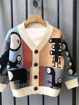 Children's Clothing Boys' Jackets Autumn and Winter New Knitted Sweaters Cartoon Tops Cardigans Korean Style Children's Jackets