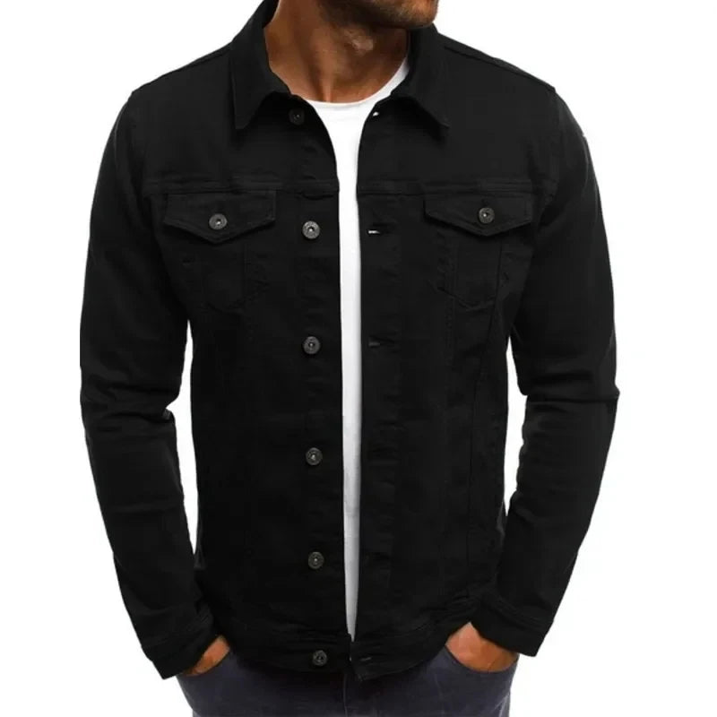 Men’s Hip-Hop Denim Jacket, Streetwear Slim Cotton Jeans Coat, Cowboy Style Brand