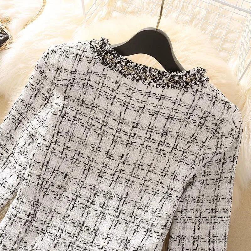 Women’s Spring Jacket, Short Trendy Tweed Coat, Elegant Joker Style Cardigan, Chic Small Design