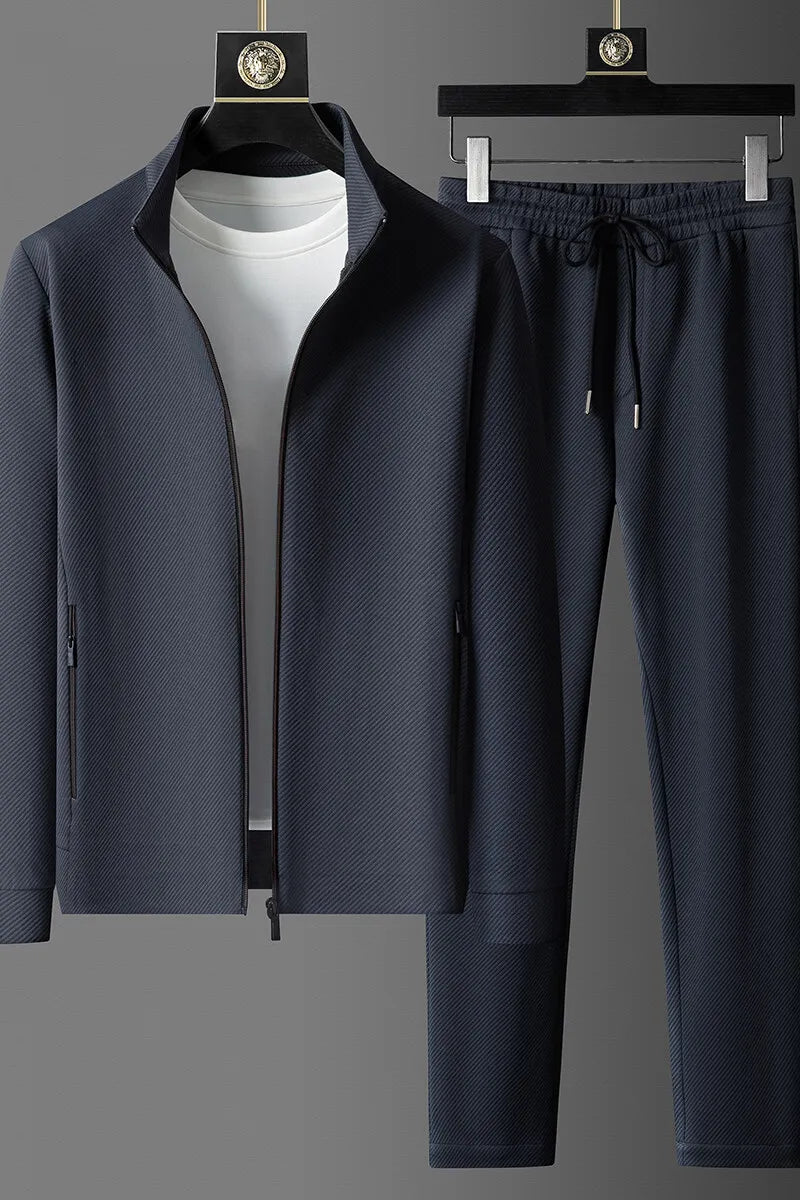 Men’s Jacket and Trousers Set, Spring Fashion Casual Long Sleeve Coat, Stylish Two-Piece Outfit, Sizes M–5XL
