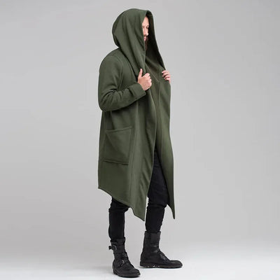 Men’s Winter Hooded Jacket, Casual Long Windbreaker, Oversized Trench Coat for Cold Weather