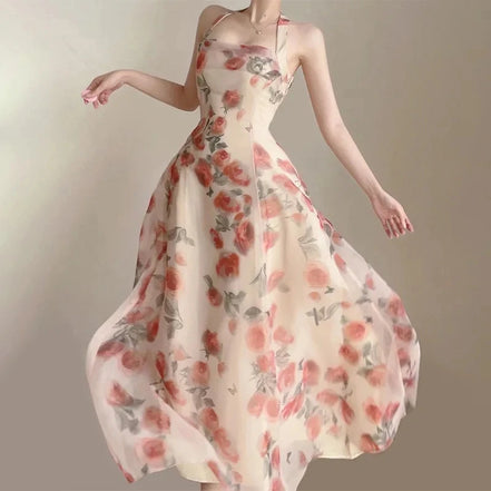 Women’s Long Summer Dress – Elegant French Party Style, Versatile Beach Evening Fashion 2025