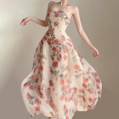 Women’s Long Summer Dress – Elegant French Party Style, Versatile Beach Evening Fashion 2025