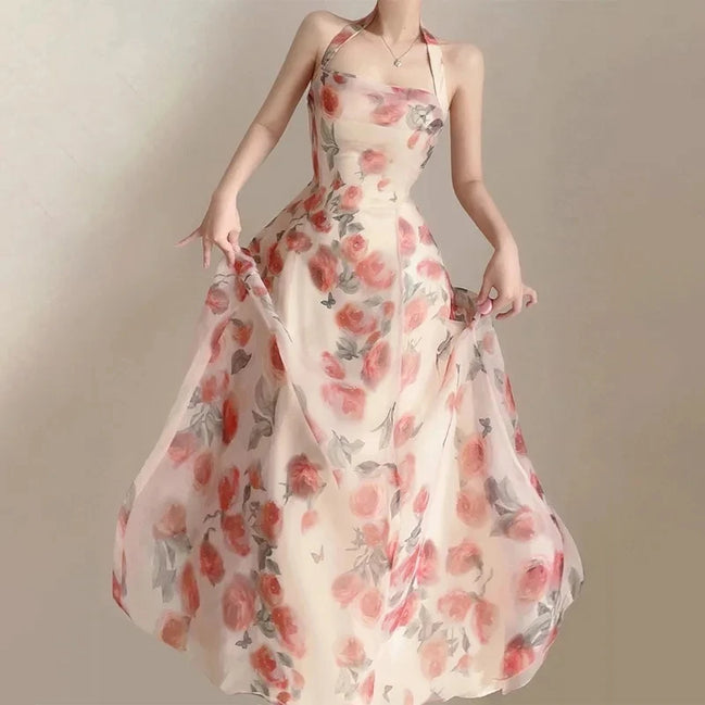 Women’s Long Summer Dress – Elegant French Party Style, Versatile Beach Evening Fashion 2025