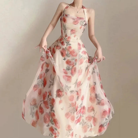 Women’s Long Summer Dress – Elegant French Party Style, Versatile Beach Evening Fashion 2025