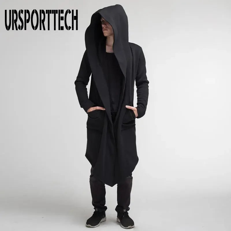 Men’s Winter Hooded Jacket, Casual Long Windbreaker, Oversized Trench Coat for Cold Weather