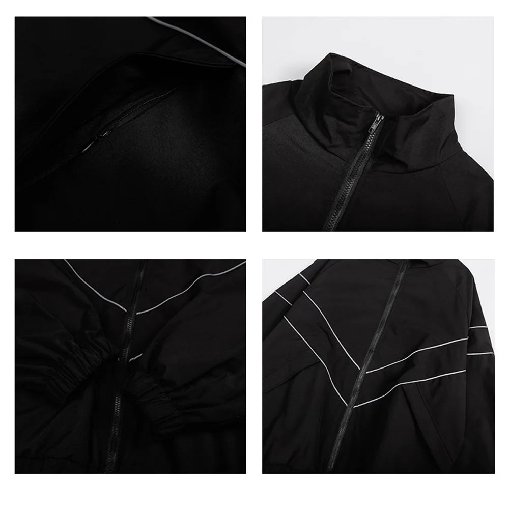 Men’s Oversized Streetwear Jacket, Autumn Windbreaker, Loose Zippered Coat, Trendy Casual Fashion