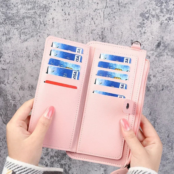 Women’s Fashion Wallet, Simple Zipper Purse, Long Section Clutch, Soft PU Leather Money Bag in Black, White, Gray, Red