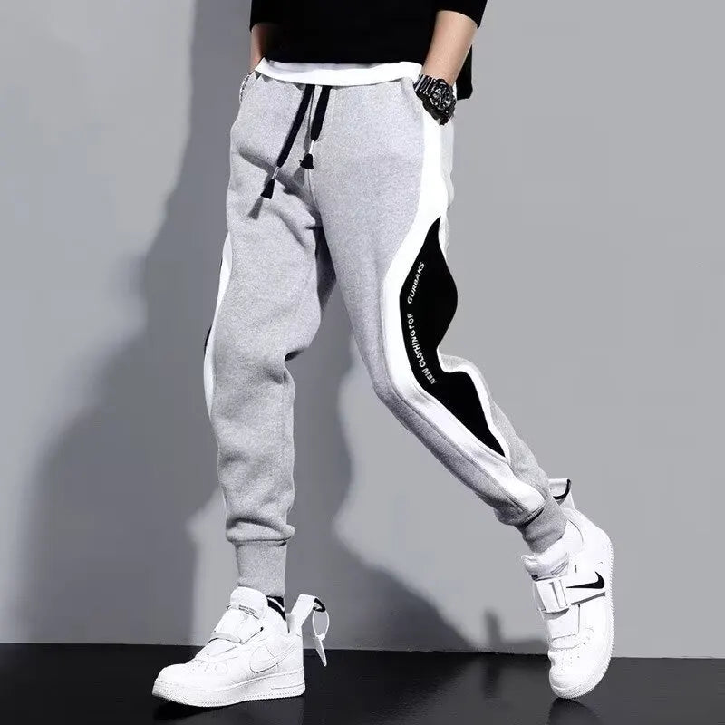Men’s Black Pants, Hip Hop Drawstring Joggers, Fashion Comfortable Trousers, Casual Sweatpants with Loose Elastic Waist Sportswear