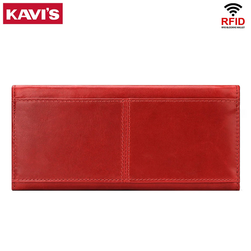 Fashion Wallet for Women Top Layer Leather Ladies Long Cell Phone Handbag Multi-function Cards Holder Portomonee
