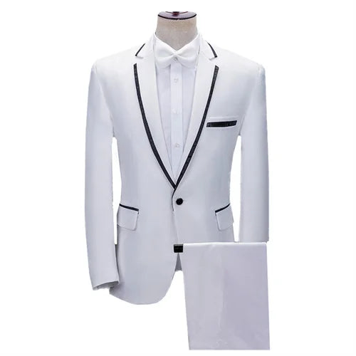 Men’s Floral Wedding Suit – Jacket & Pants, Party Banquet Stage Performance Blazer Set