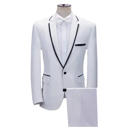 Men’s Floral Wedding Suit – Jacket & Pants, Party Banquet Stage Performance Blazer Set
