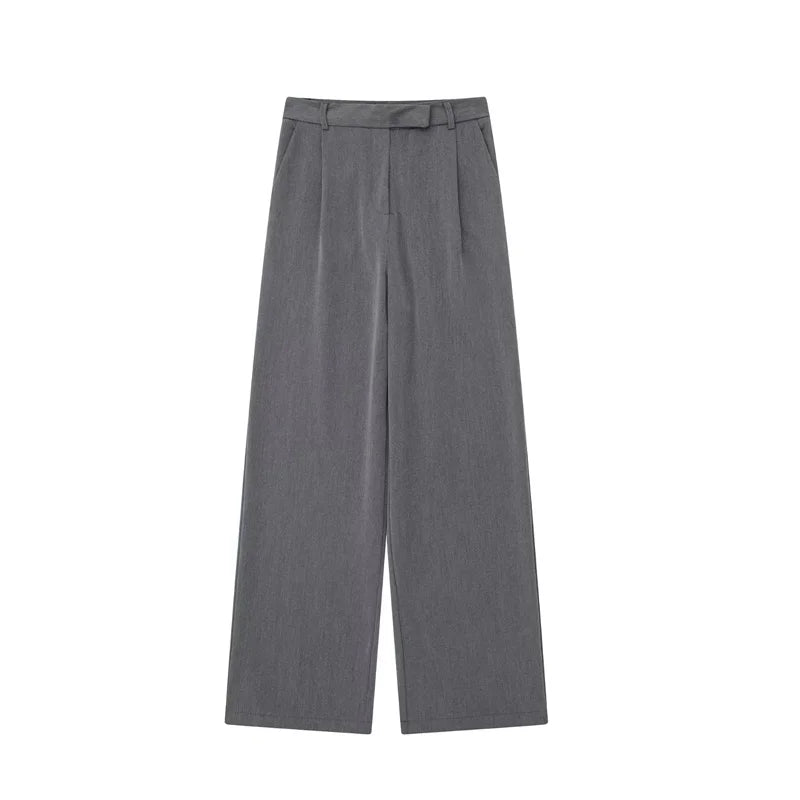 MUJER 2025 Women’s Pants, Beige Grey Black Wide Leg, High Waist Baggy Pants, Women’s Fashion Summer Office Trousers