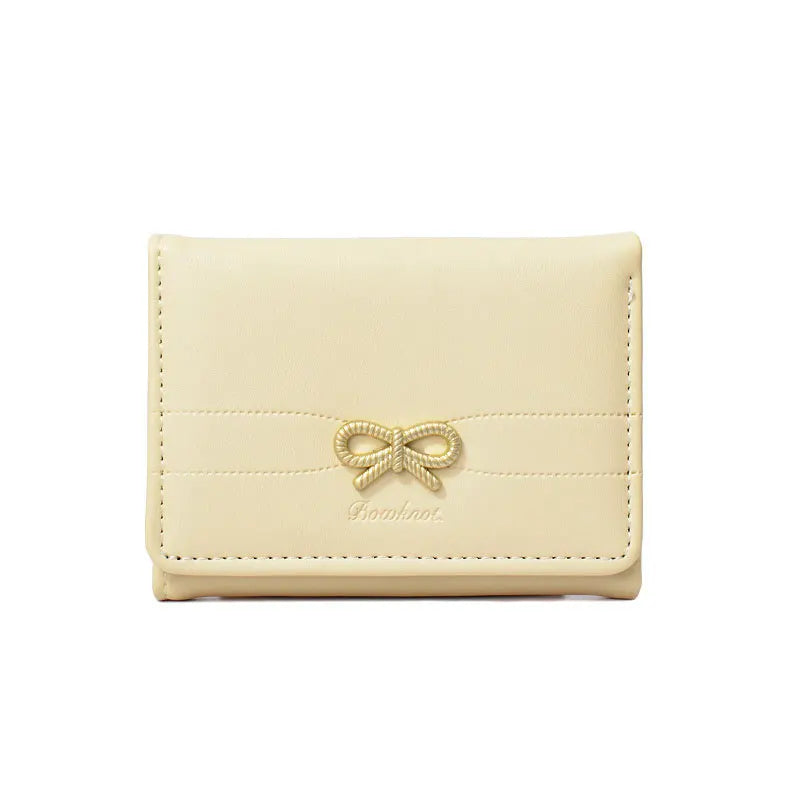 Women’s Wallet, Cute Bow Small Card Holder, Aesthetic Three-Fold Purse, Classic Coin Pouch, Student Friendly Design