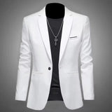 Men’s Trendy Leisure Boutique Suit Jacket, Autumn Casual Business Blazer, Slim Fit Non-Iron Single Button Formal Shirt