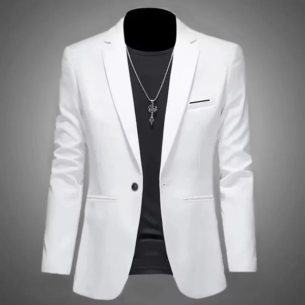 Men’s Trendy Leisure Boutique Suit Jacket, Autumn Casual Business Blazer, Slim Fit Non-Iron Single Button Formal Shirt